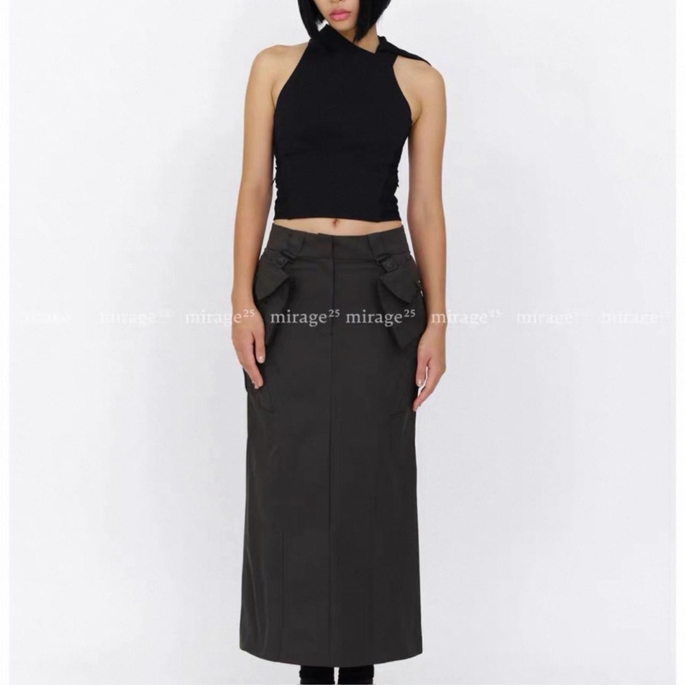 Black Cargo Maxi Skirt for Night Out